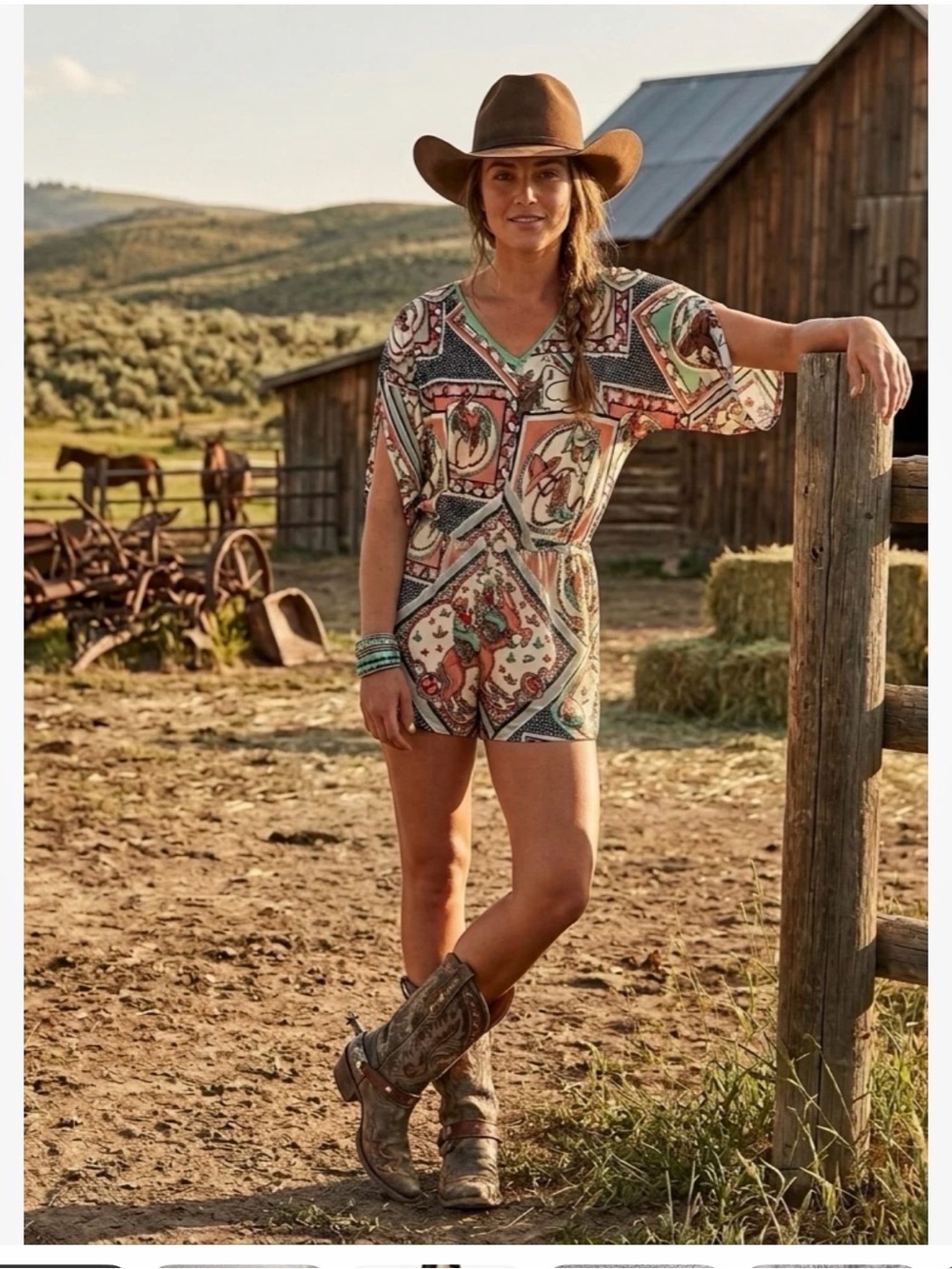 Double D Ranch “Wild Rags” print romper NWT Sz XS